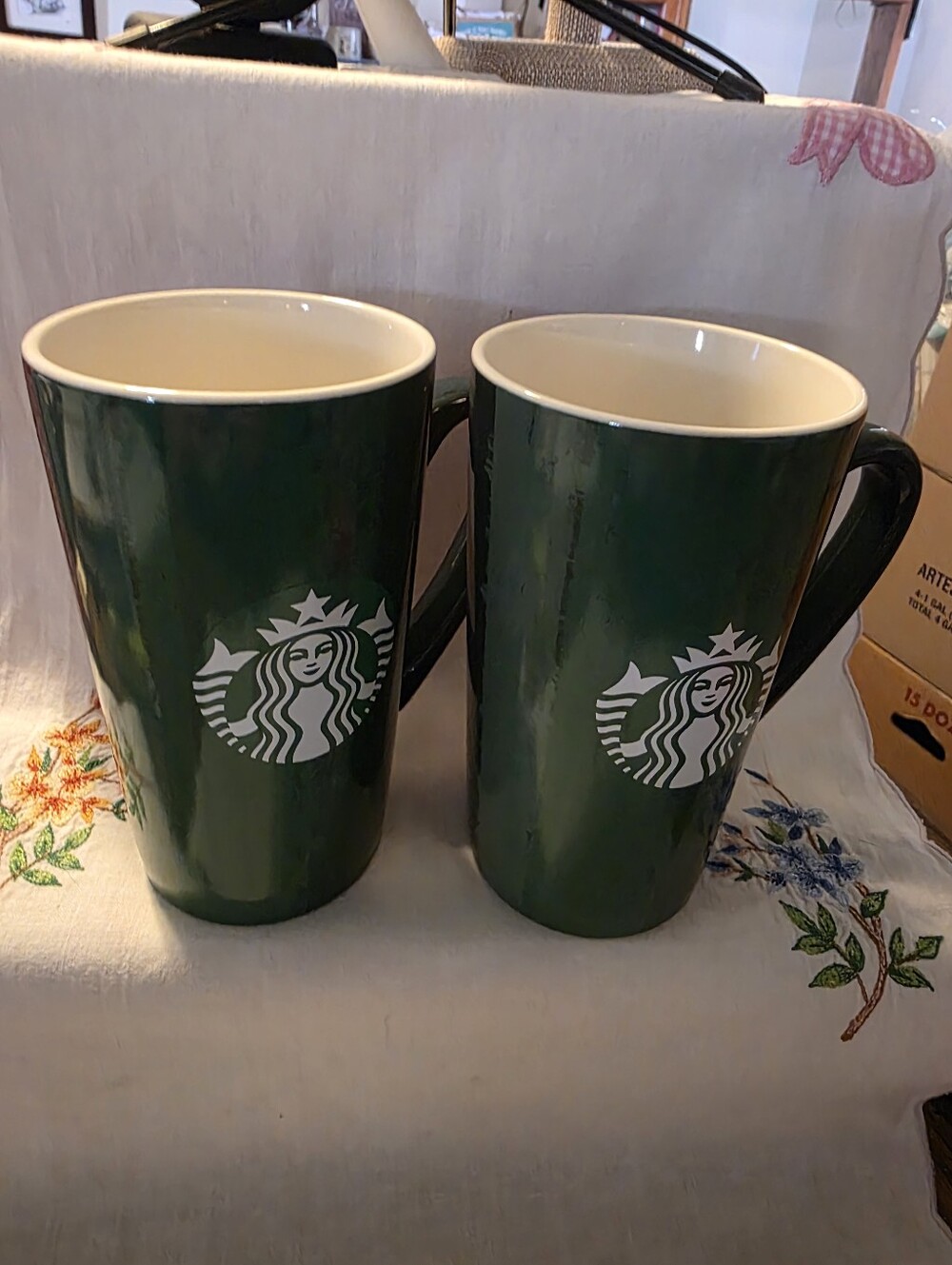 Two Starbucks ©️ 2021 Holiday Brush Strokes Tall Ceramic Mug Sold Individually
